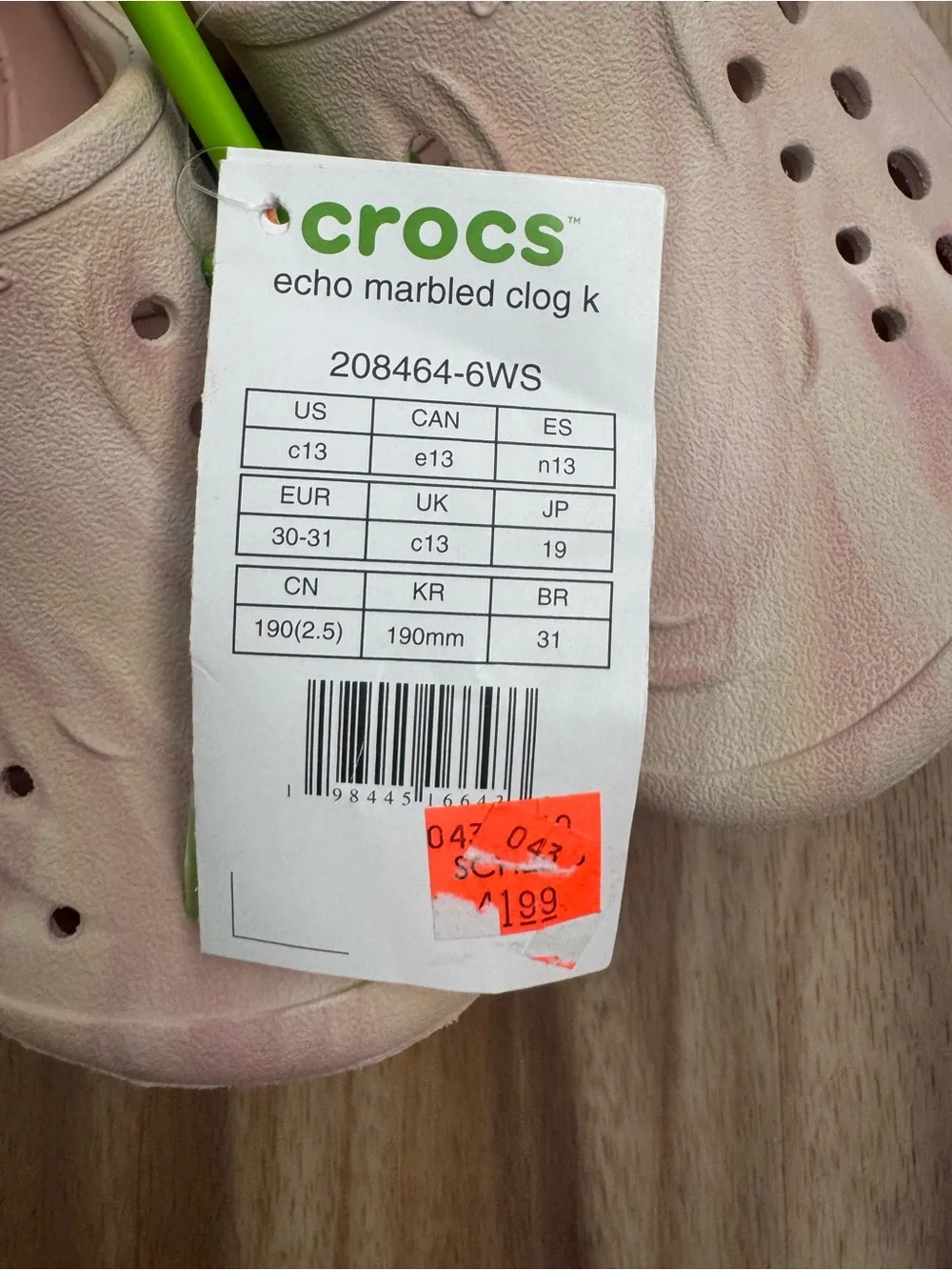 Crocs Kids Echo Clog Pink Marble C13 NWT